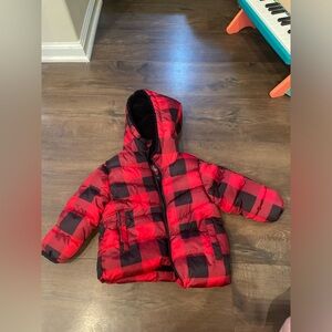 Swiss Tech Red and Black Checkered Puffer Jacket